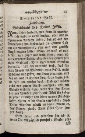 Dreizehentes Stük. Fortsezung. Gedächtnis des Todes Jesu.