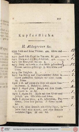 Kupferstiche (Aldegrever - Zampieri; Nr. 2399-3404)