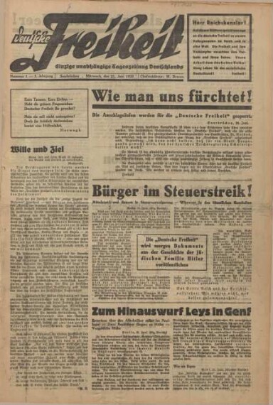 Titelseite einer Zeitung