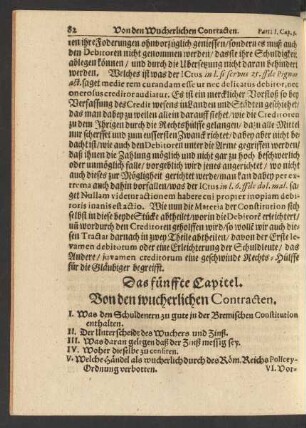 Das fünffte Capitel. Von den wucherlichen Contracten.