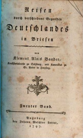 Reisen durch verschiedene Gegenden Deutschlandes in Briefen, 2