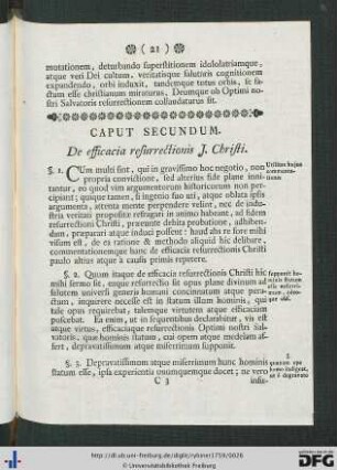 Caput Secundum. De Efficacia Resurrectionis J. Christi.