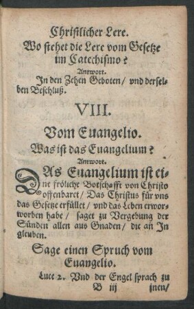 VIII. Vom Evangelio.