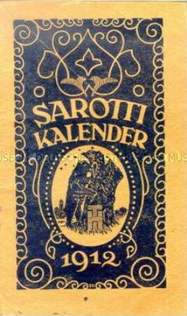 Kalender für das Jahr 1912 mit Illustrationen und Rezepten für Kakaospeisen - Sachkonvolut