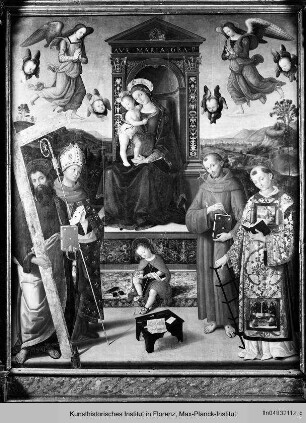 Thronende Maria mit Kind und den Heiligen Andreas, Ludwig von Toulouse, Franziskus, Laurentius und dem Johannesknaben