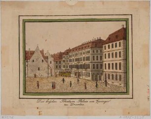 Das Taschenbergpalais der Gräfin Cosel (Prinzenpalais) am Residenzschloss in Dresden, Blick nach Südosten