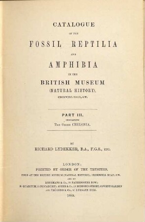 Catalogue of the Fossil Reptilia and Amphibia in the British Museum (Natural history), 3