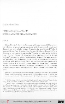 12: Fizjologia malowania : recepcja materii obrazu Cézanne'a