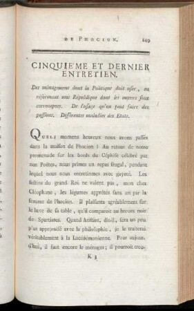 Cinquiéme et dernier Entretien.