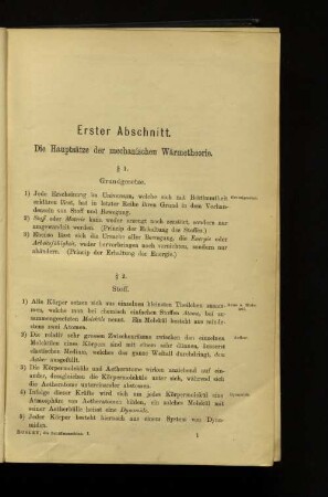 Erster Abschnitt. Die Hauptsätze der mechanischen Wärmetheorie.