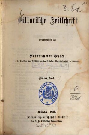 Historische Zeitschrift : HZ. 2. 1859