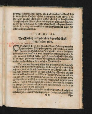 Titulus XI. Von Abschoß und Zehenden so von Erbschafften gefordert wird.