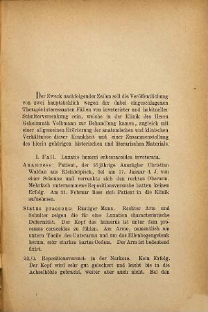 Zur Casuistik und Therapie der inveterirten und habituellen Schulterluxationen : Inaug.-Diss.