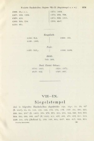 VII-IX. Siegelstempel, Bilder, Arabesken, bemerkenswerthe Einbände, Verfasser-Autographen