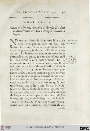 Chapitre V: Départ de Ligourne. Situation de diverses Isles dans la Méditerranée & dans l’Archipel […]