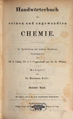 Handwörterbuch der reinen und angewandten Chemie, 6