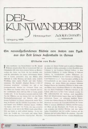 9/10: Ein neuaufgefundenes Bildnis von Anton van Dyck aus der Zeit seines Aufenthalts in Genua