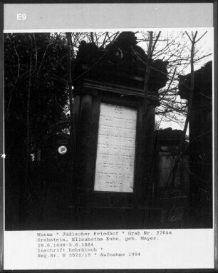 Grabstein von Elisabetha Kuhn, geborene Mayer (+ 1884.08.03)