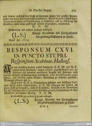 Responsum CXVI. In Puncto Stupri
