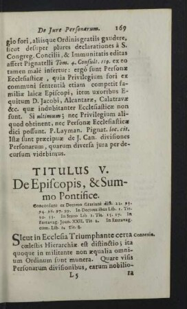 Titulus V. De Episcopis, & Summo Pontifice.