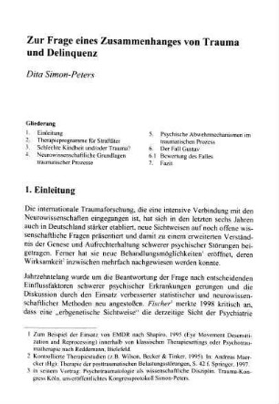 113-126, Zur Frage eines Zusammenhangs von Trauma und Delinquenz