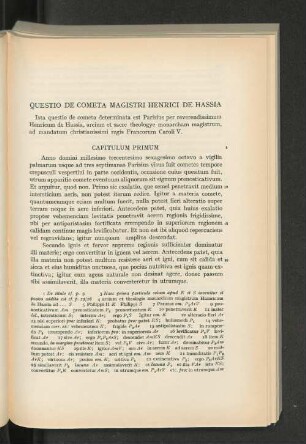 1. Questio de Cometa