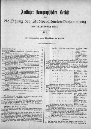 No. 5, 12. Februar 1885