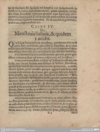 CAPUT IV. De Menstruis Salinis, & quidem I. acidis.