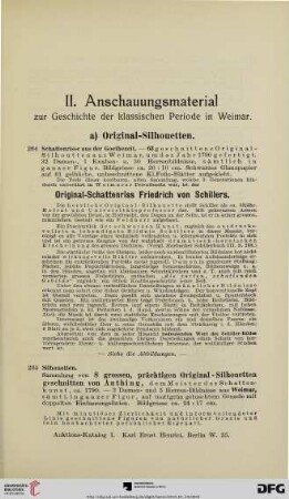 II. Anschauungsmaterial zur Geschichte der klassischen Periode in Weimar (Nr.264-414c)