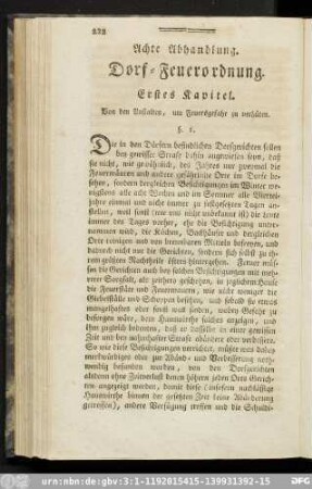 Achte Abhandlung. Dorf-Feuerordnung.