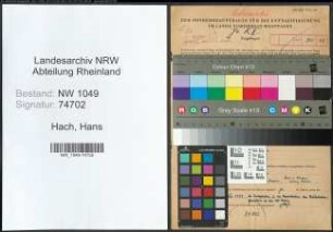 Entnazifizierung Hans Hach , geb. 08.03.1903 (Kaufmaennischer Angestellter)
