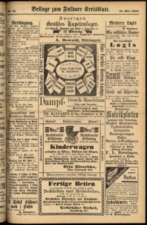 Zweite Ausgabe vom Samstag, den 28. Mai 1892.