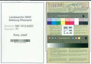 Entnazifizierung Josef Kunz , geb. 19.02.1904 (Lehrer)
