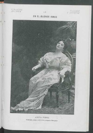 En el Buenos Aires : [Retrato de] Anita Ferri - Celebrada primera actriz de la compañía Villagómez