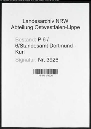 Sterberegister Standesamt Dortmund-Kurl (XV)