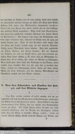 V. Von dem Schwinden und Quellen des Holzes, und den Mitteln dagegen