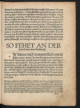 So Fehet An Der liebe Canon odder Stillmesse.