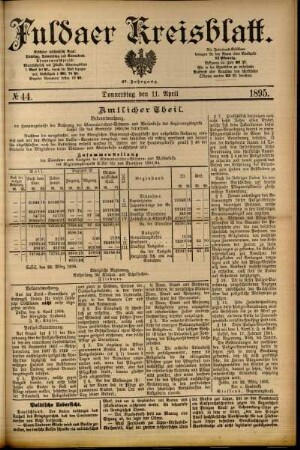 Erste Ausgabe vom Donnerstag, den 11. April 1895.