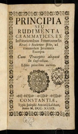 1-176, Principia Seu Rudimenta Grammatices
