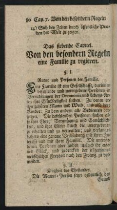Das siebende Capitel. Von den besondern Regeln eine Familie zu regieren