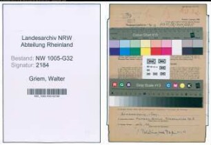 Entnazifizierung Walter Griem , geb. 26.07.1912 (Bauinspektor)