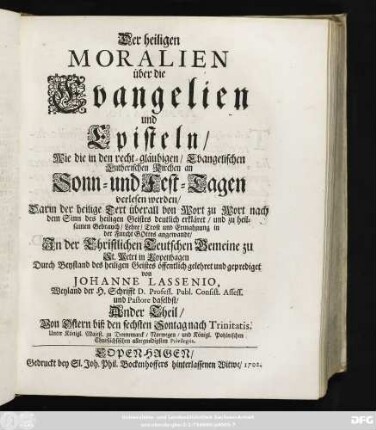 Theil 2: Von Ostern biß den sechsten Sontag nach Trinitatis