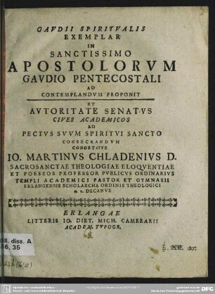 Gavdii Spiritvalis Exemplar In Sanctissimo Apostolorvm Gavdio Pentecostali