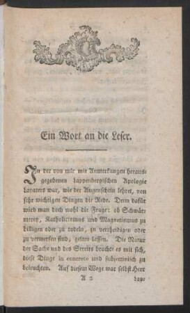 Ein Wort an die Leser