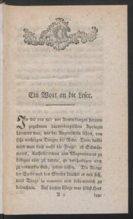 Ein Wort an die Leser