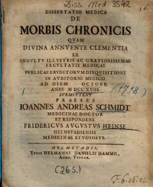 Dissertatio Medica De Morbis Chronicis