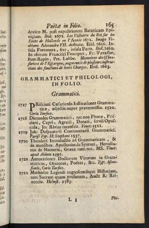 165-192, Grammatici et Philologi in Folio - Bibliothecarii in Folio