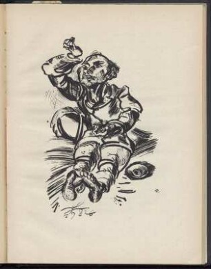Meidner, Ludwig: Im Nacken das Sternemeer / Mit zwölf Zeichnungen. Zeichnung von Ludwig Meidner 1916. Illustration S. 21 in Kapitel "Nächte des Malers". Leipzig: Kurt Wolff Verlag 1918. Buchdruck; 24,6 x 18,7 cm. Dresden: SLUB 32.4.255