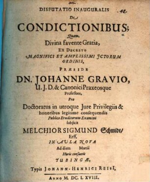 Disputatio inauguralis de condictionibus