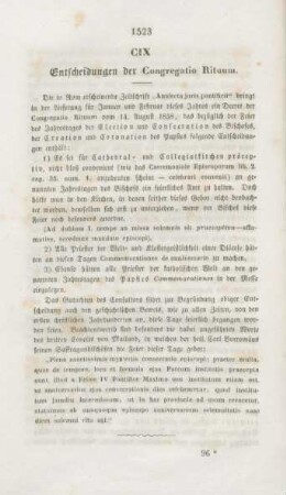 1523 Entscheidungen der Congregatio Rituum